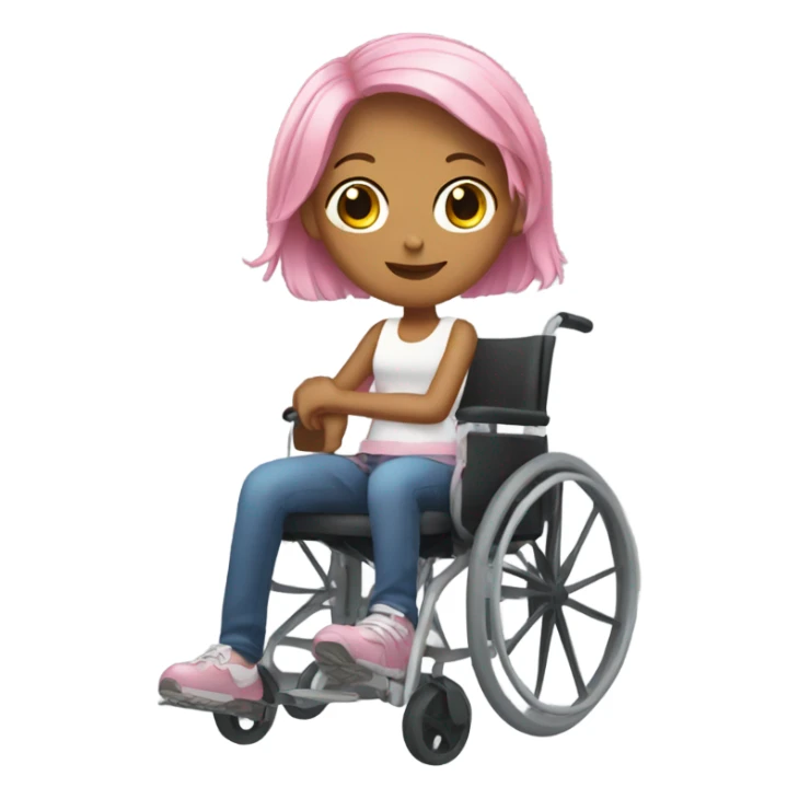 Girl with pink hair in a wheelchair sticker