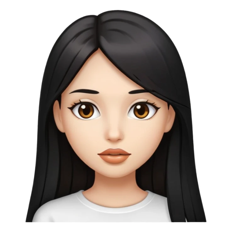 Chica pelo negro,liso y largo,ojos marrones,top blanco,y labios con gloss transparente sticker