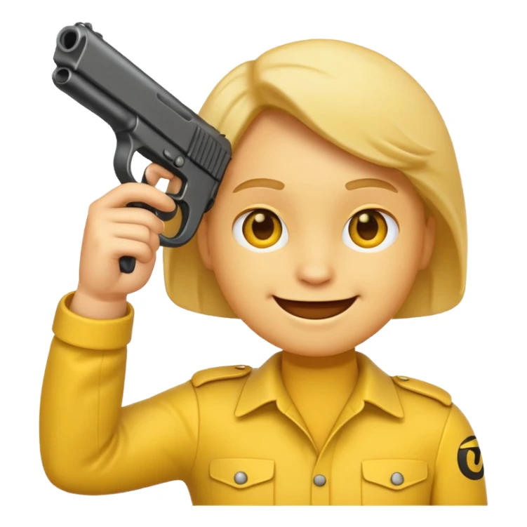 It should look like the standard smiling emoji which is ironically holding a gun to his head sticker