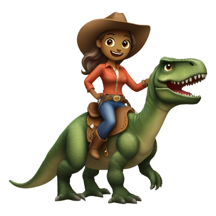 Cowgirl riding a dinosaur  sticker
