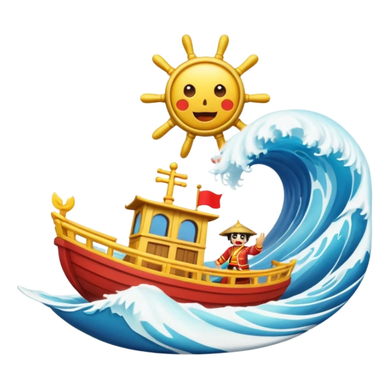jimbei steering the thousand sunny on a giant wave sticker