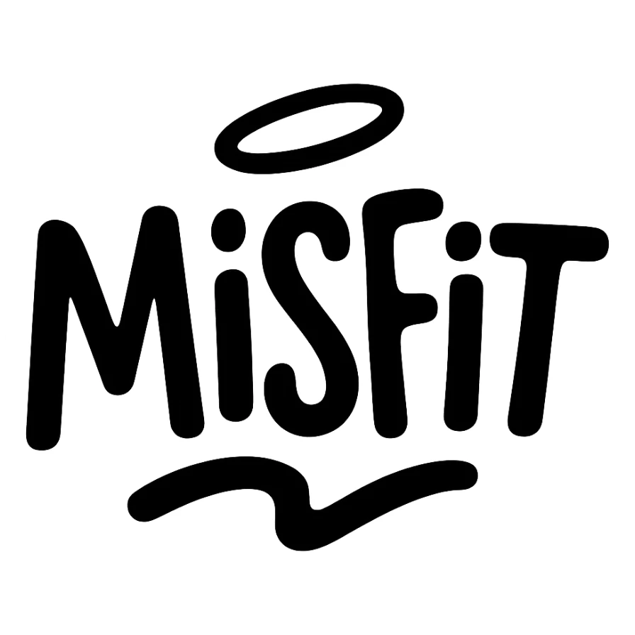 Misfit logo, playful and creative, quirky twist sticker