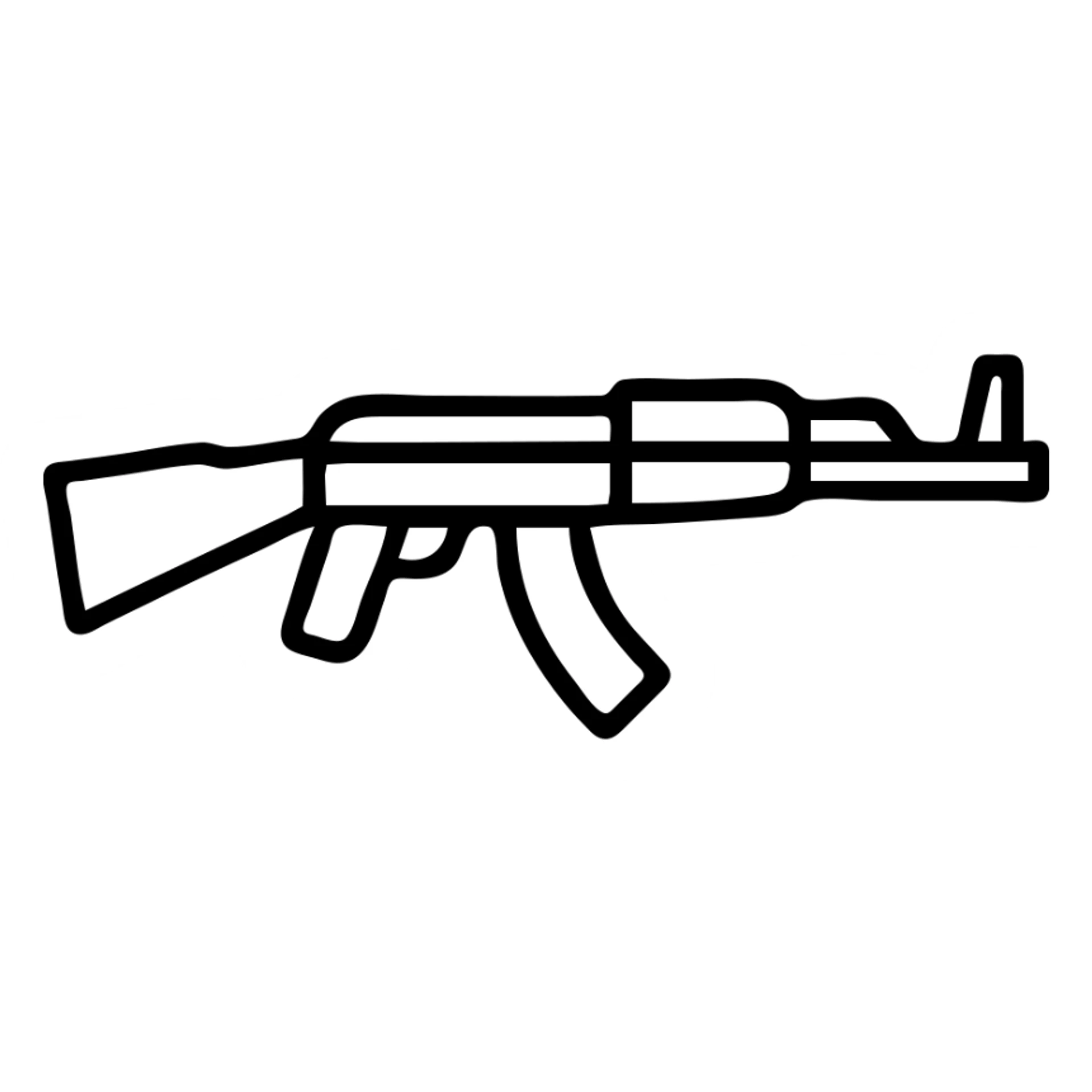 black outline icon AK-47 assault rifle, no background sticker