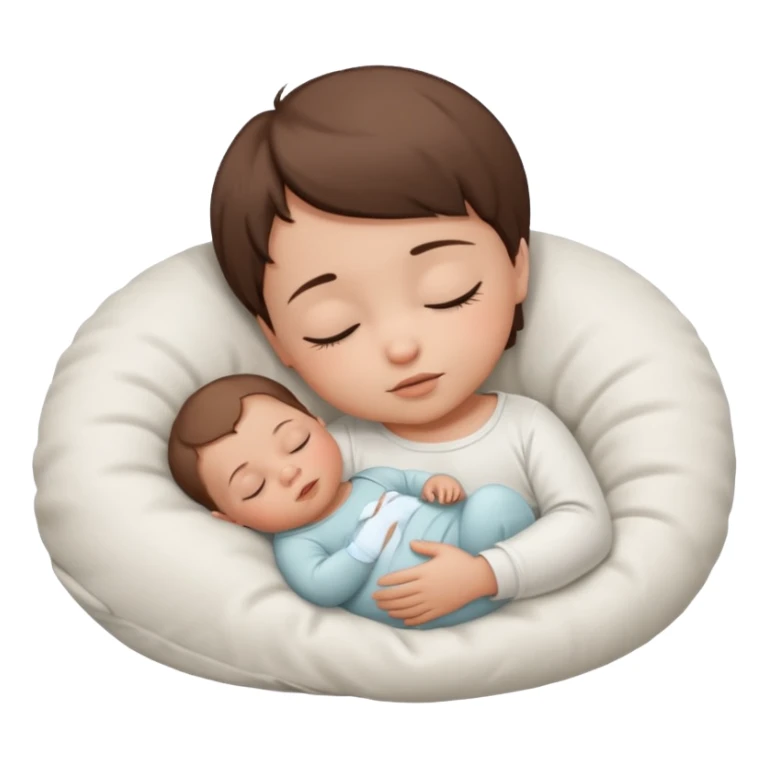 Sleeping baby, brown short hair, in a white color palette sticker