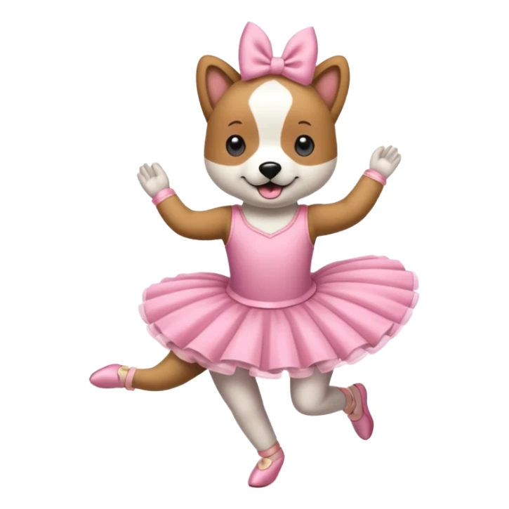 Perro vestido de bailarina corriendo tomando café  sticker