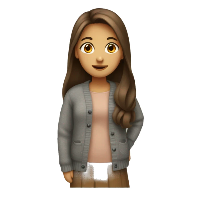 Girl with long brown hair, cardigan  sticker
