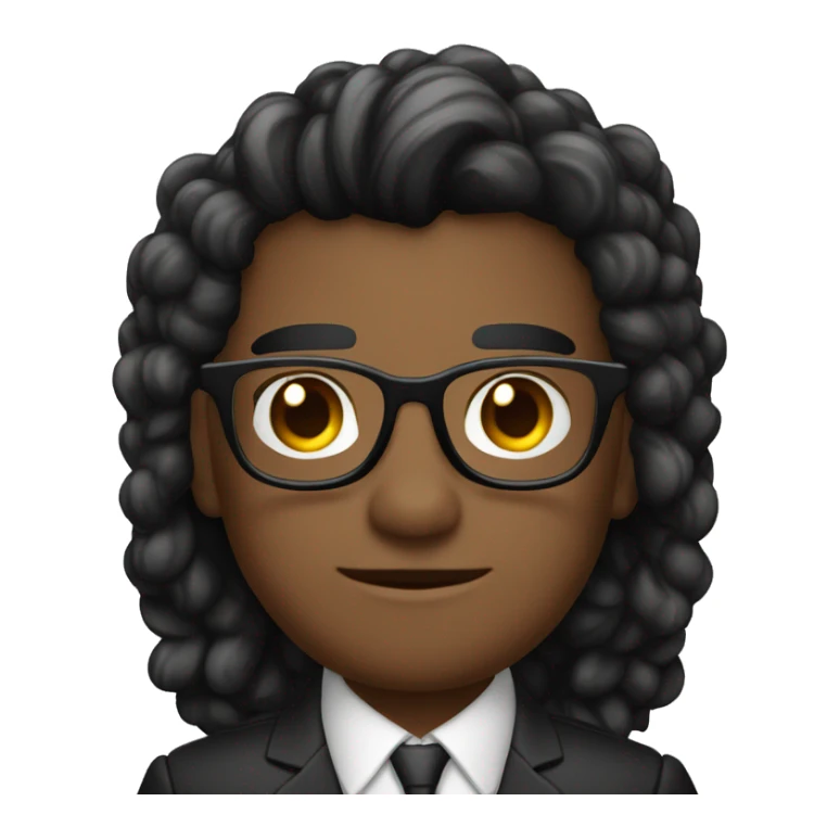 Hombre joven maestro de cabello negro risado con lentes y traje sticker