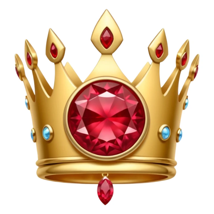 couronne en or à 3 pointes avec un énorme rubis au centre en cabochon sticker