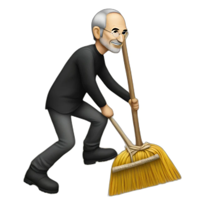 Steve Jobs on broom sticker