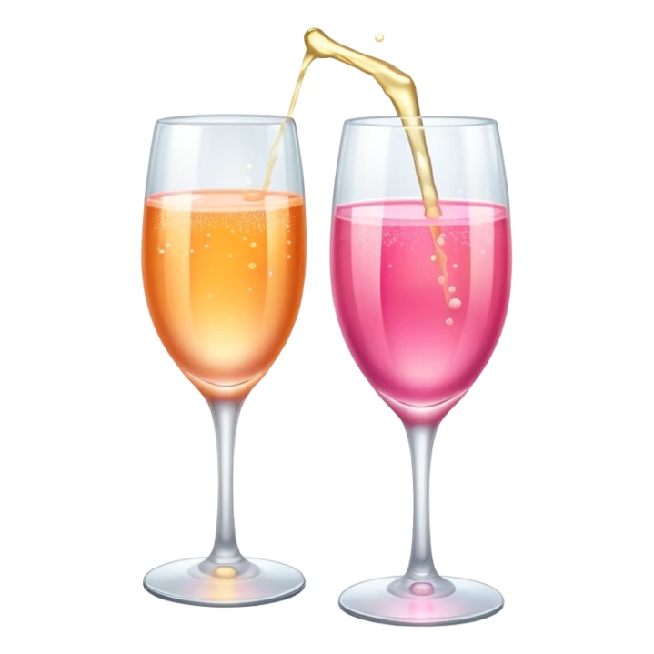 Champagne glass orange and pink sticker