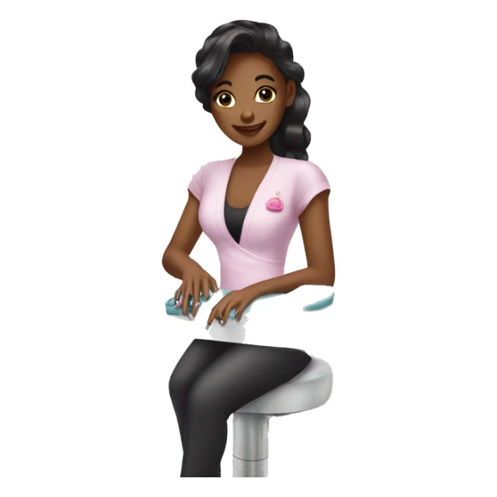 Girl getting a manicure at nail salon sticker