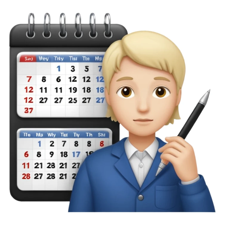 weekly calendar next to person adjusting it sticker