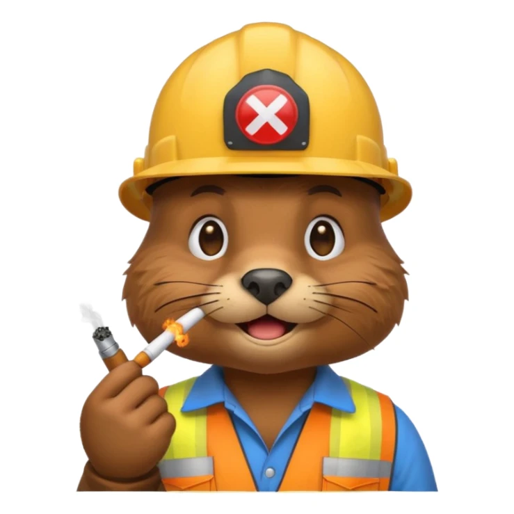 beaver smoking wearing a hard hat emojis funny sticker