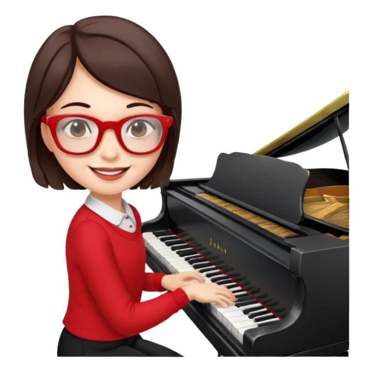 Brunette in red  glassespianista sticker