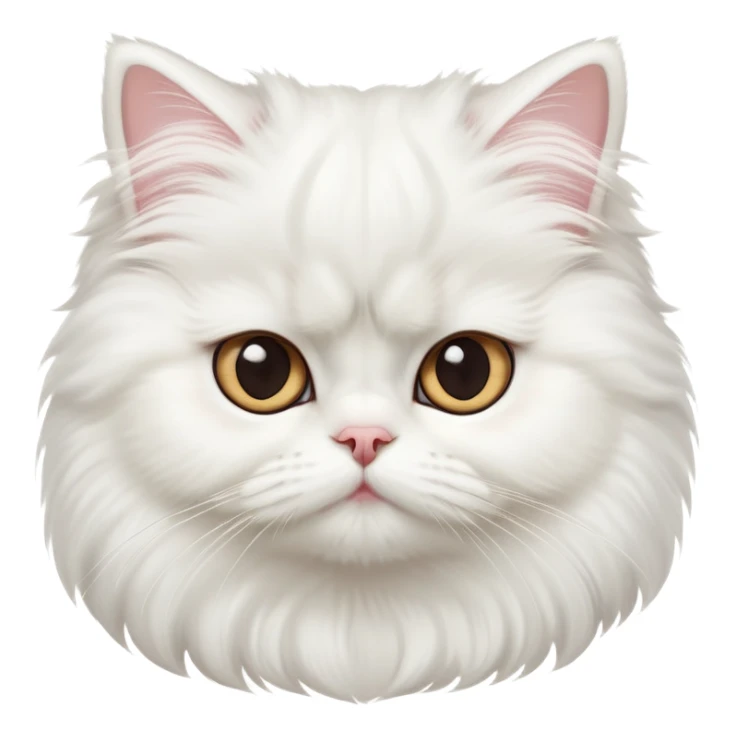 cinematic-adorable-big-eyed-fluffy-solid white-persian-cat-portrait-emoji,-head-tilted-playfully-with-a-sweet-expression,-fluffy-solid white-fur,-simplified-yet-irresistibly-cute-features-with-large,-expression, solid ginger persian cat sticker