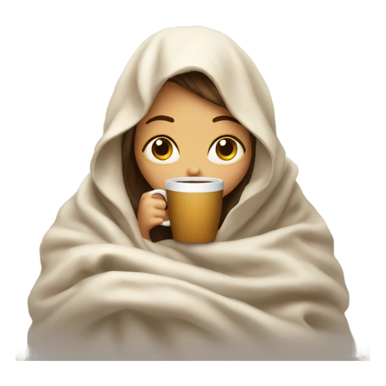 Light girl inside a blanket sipping coffee eyes closed sticker