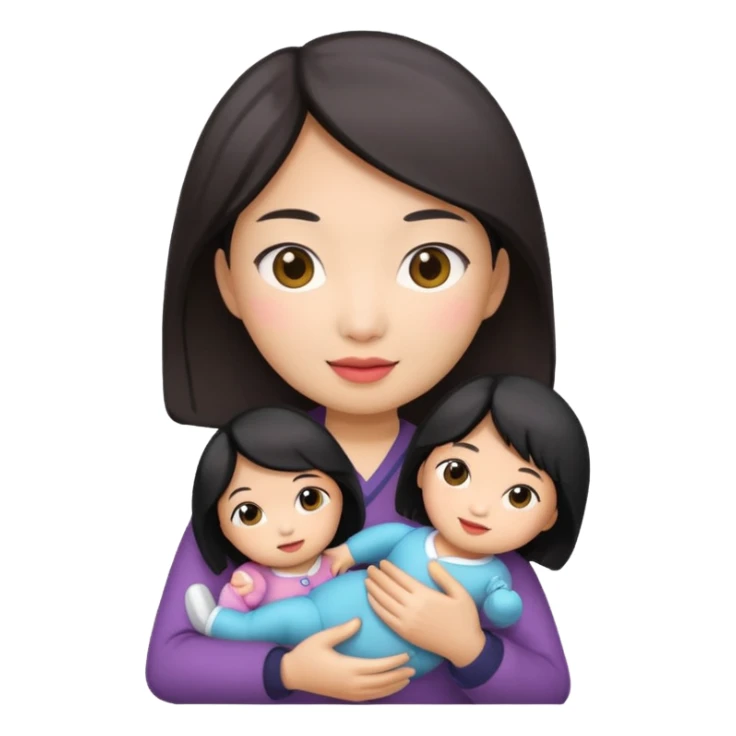 asian woman holding  doll sticker