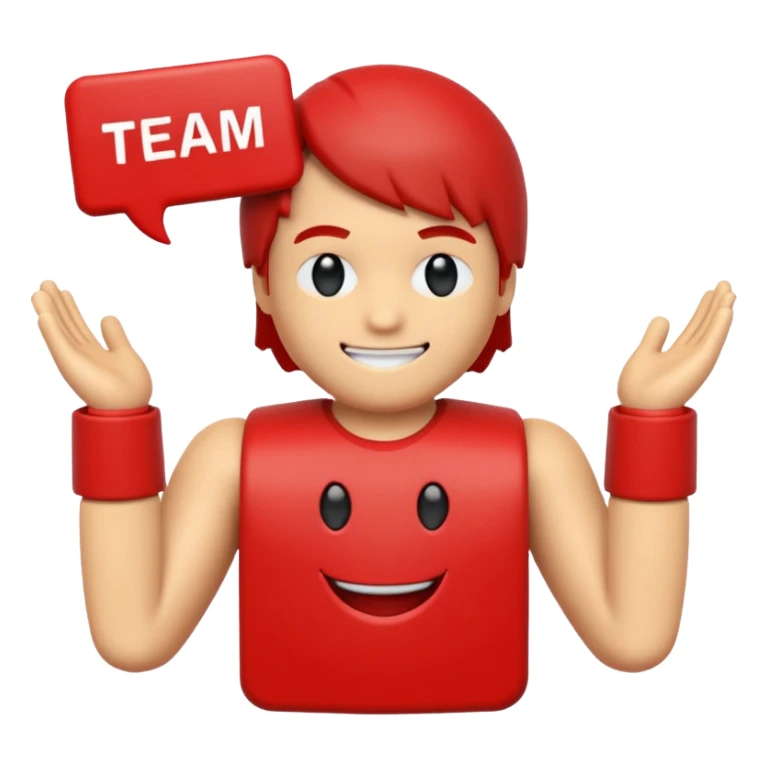 a blocky red avatar with a smiley face and the text “team coolkid join today” on his chest sticker