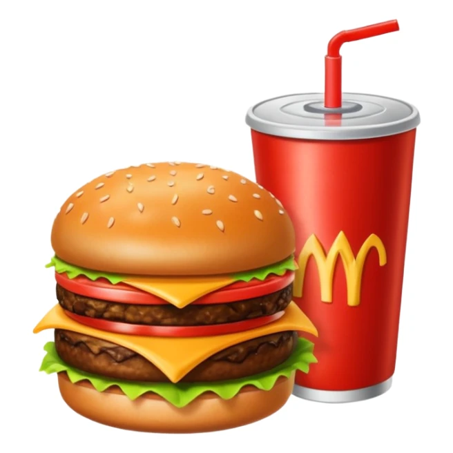 A single burger,, soft drink, fries image for my food vertical in the super app sticker