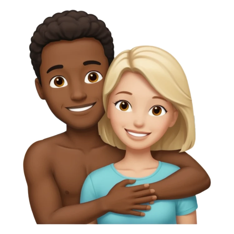 Black Man and white woman hug love on beach sticker