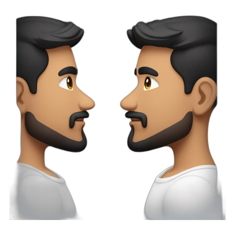 Indian white tan skin man developer in plain white shirt with sleeve up and nice medium length short black  hair and medium  black beardand wearing airpods max close up profile image sticker
