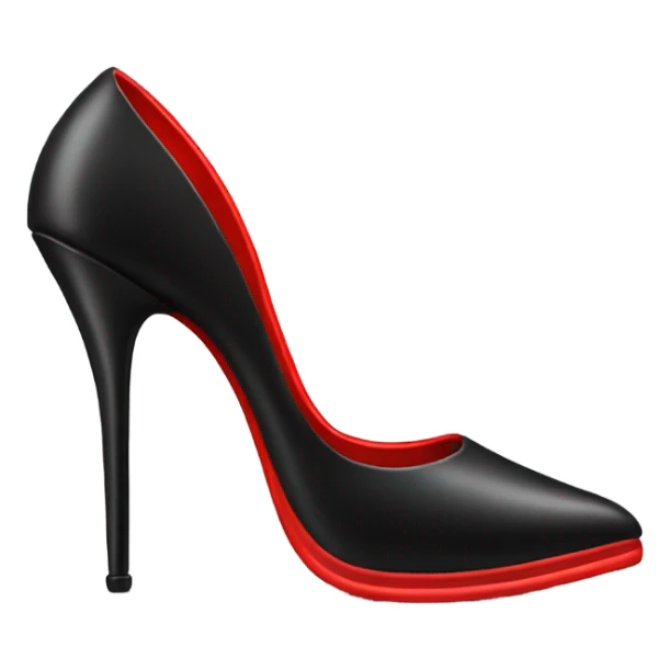 Black high heel stiletto with a red under sole sticker