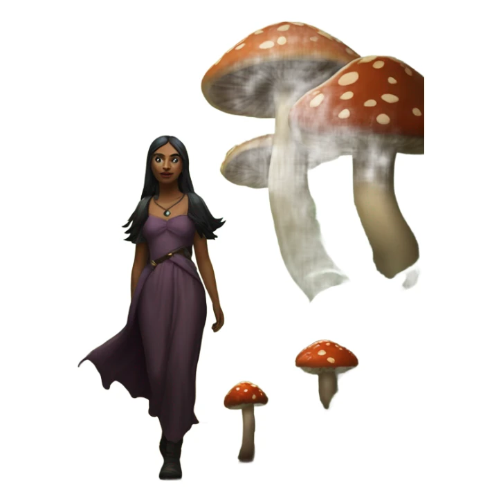 the morrigan walking in the woods with wisdom about mushrooms sticker