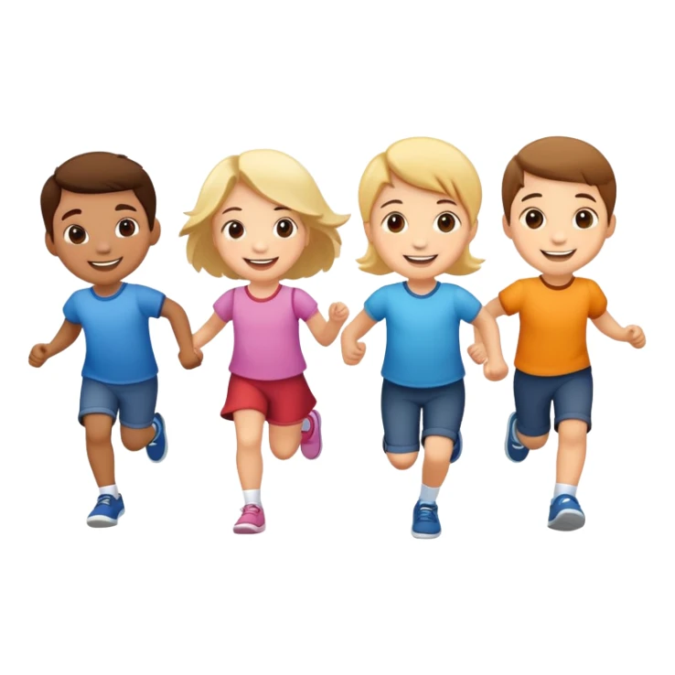 group of children skipping together, fun and friendly sticker