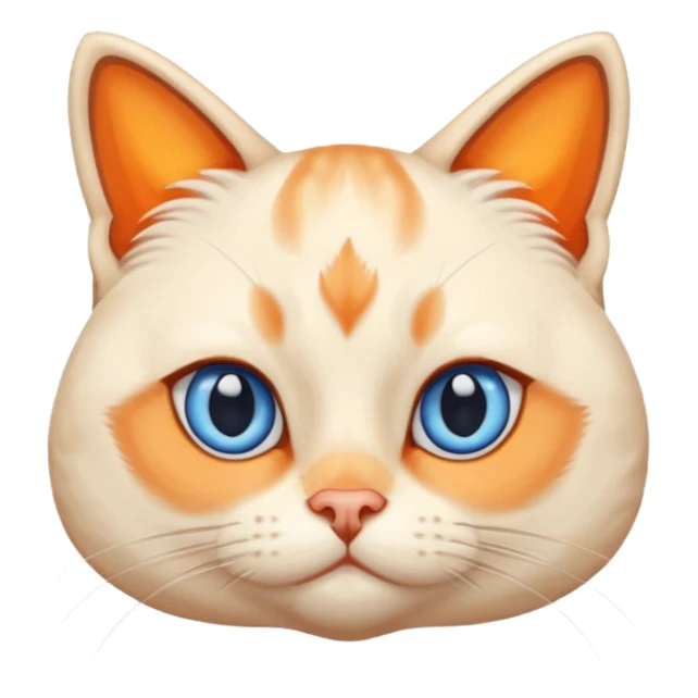 chubby flame point Siamese, white fur with orange accents and blue eyes and very cross eyed  sticker