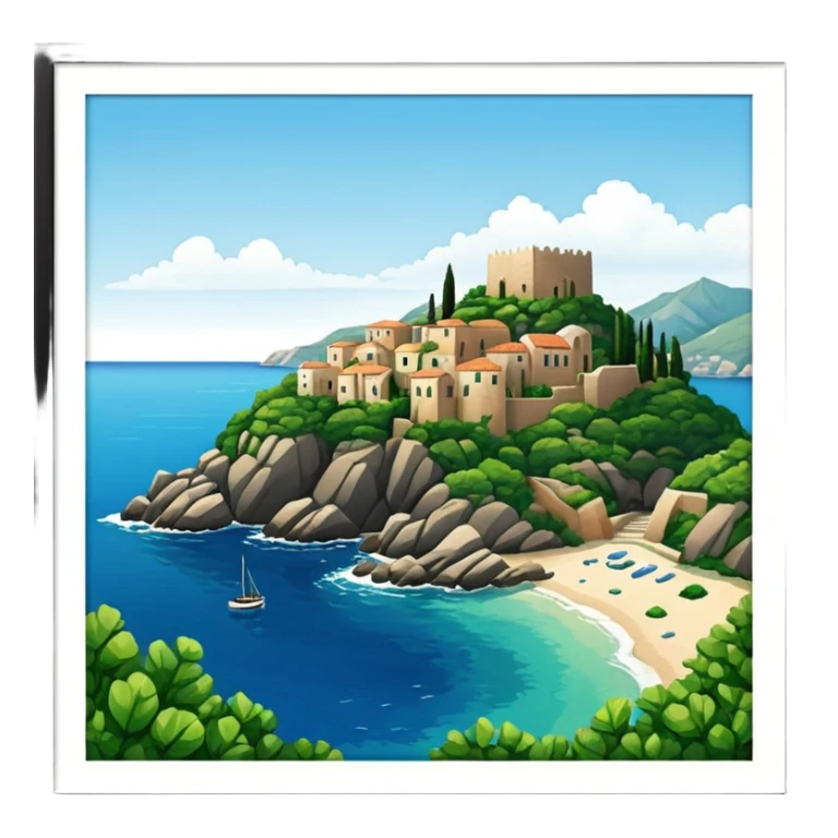 a mediterranean island seen from the sea sticker