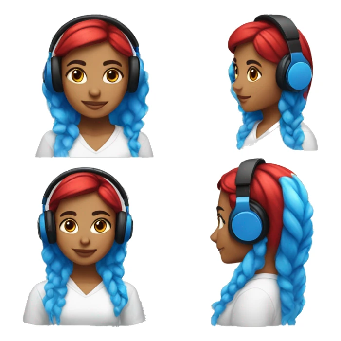 Latina with headphones blue and red split dye hair sticker