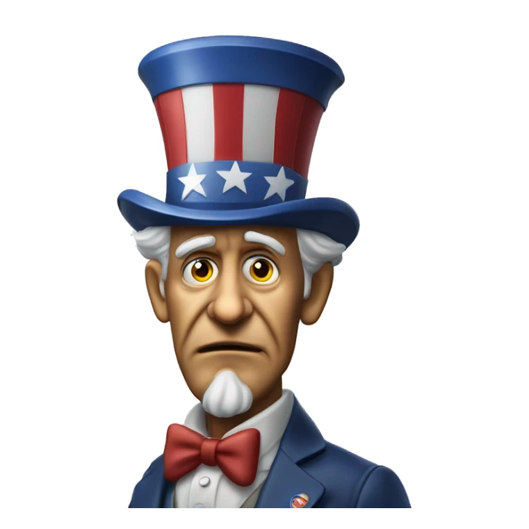 Uncle Sam with pitiful eyes up to his waist photorealistic serious sticker