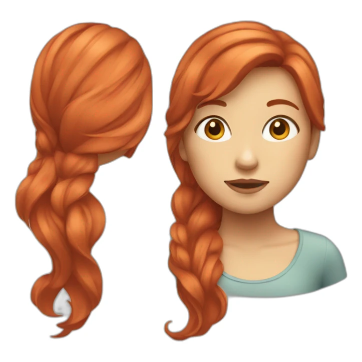 Girl with red hair highlight and round face sticker