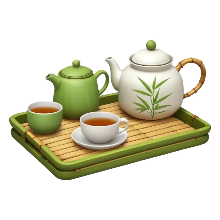 japan bamboo tray with a teapot and cup sticker