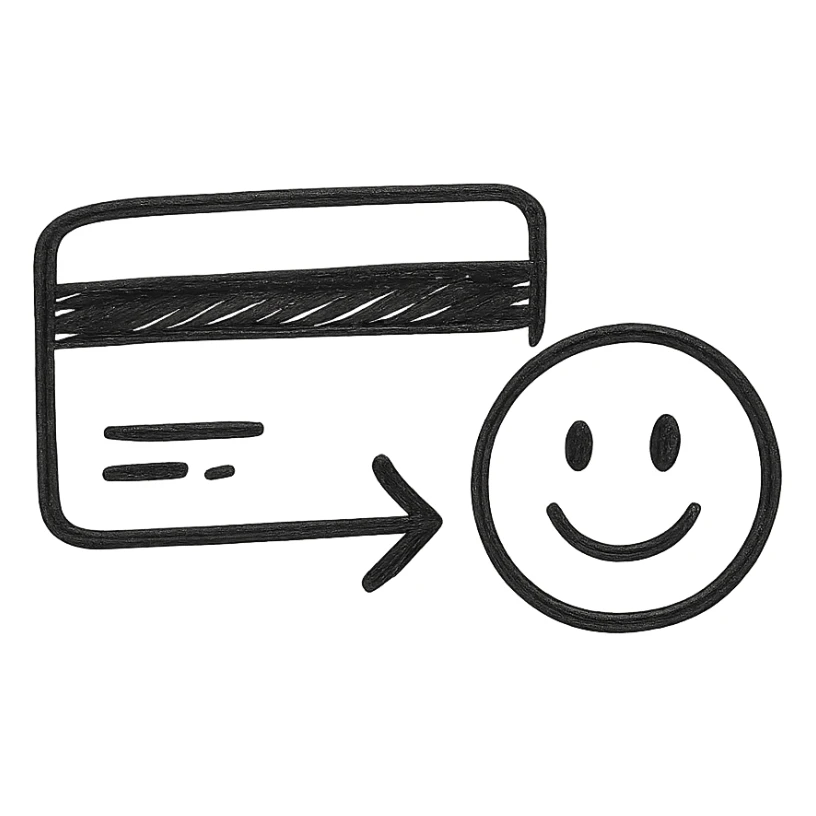 Minimalist buying emoji, minimalistic, abstract credit card with purchase symbol, black and white. sticker