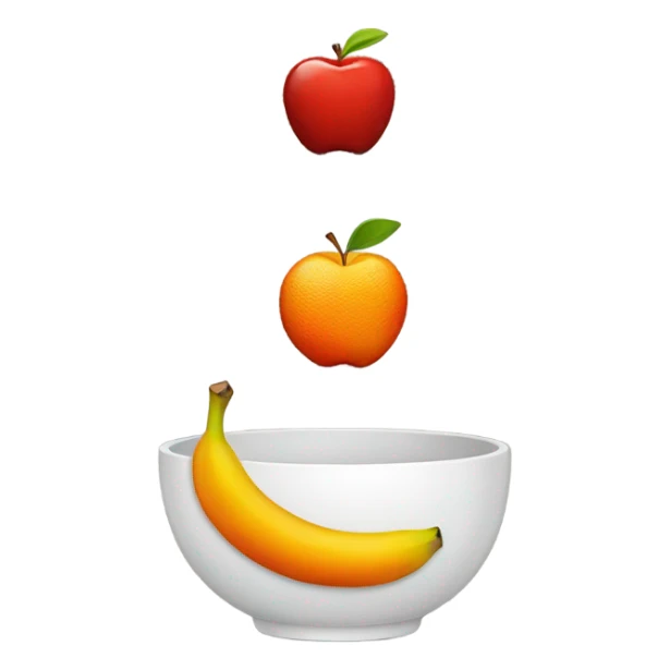 Fruit bowl with apple orange and banana sticker