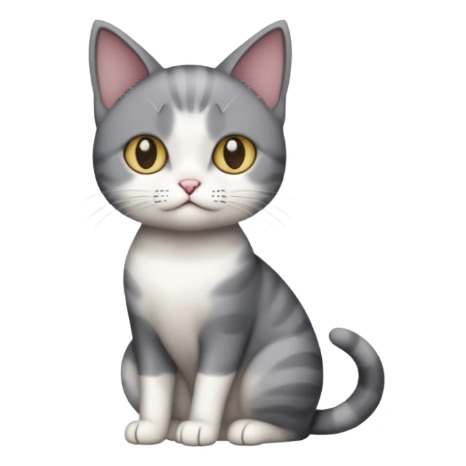 full body small short hair dark grey and white cat sticker