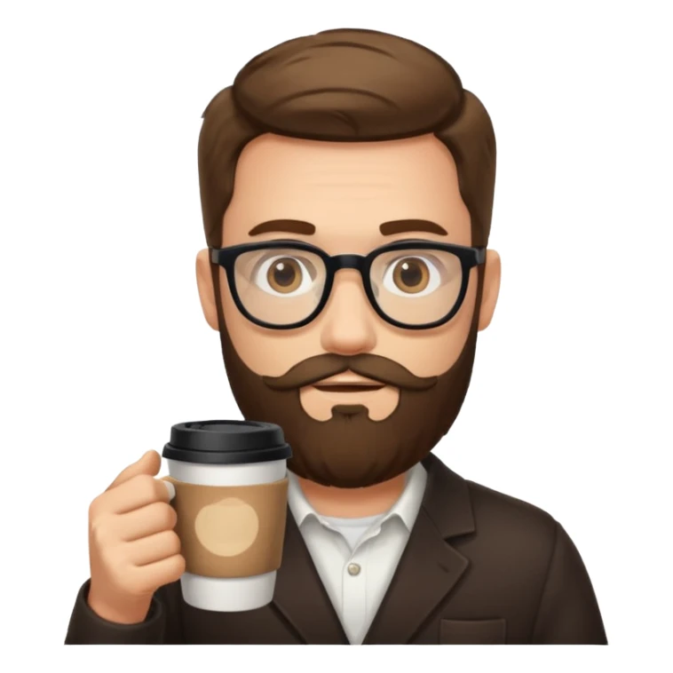 men with bearded with opticals  on holding coffee sticker