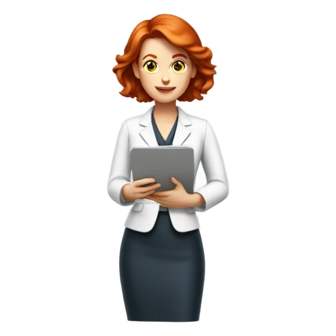 medium red hair woman nutritionist working sticker