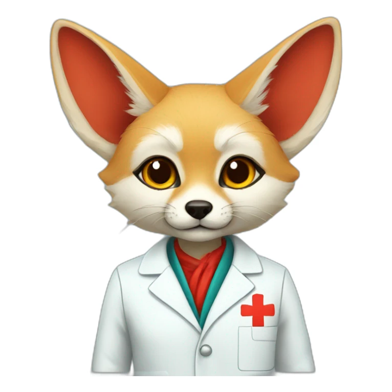 red fennec in medical coat sticker