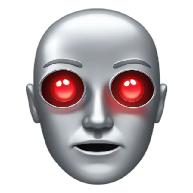 A silver human head with red laser beam coming out of eyes  sticker