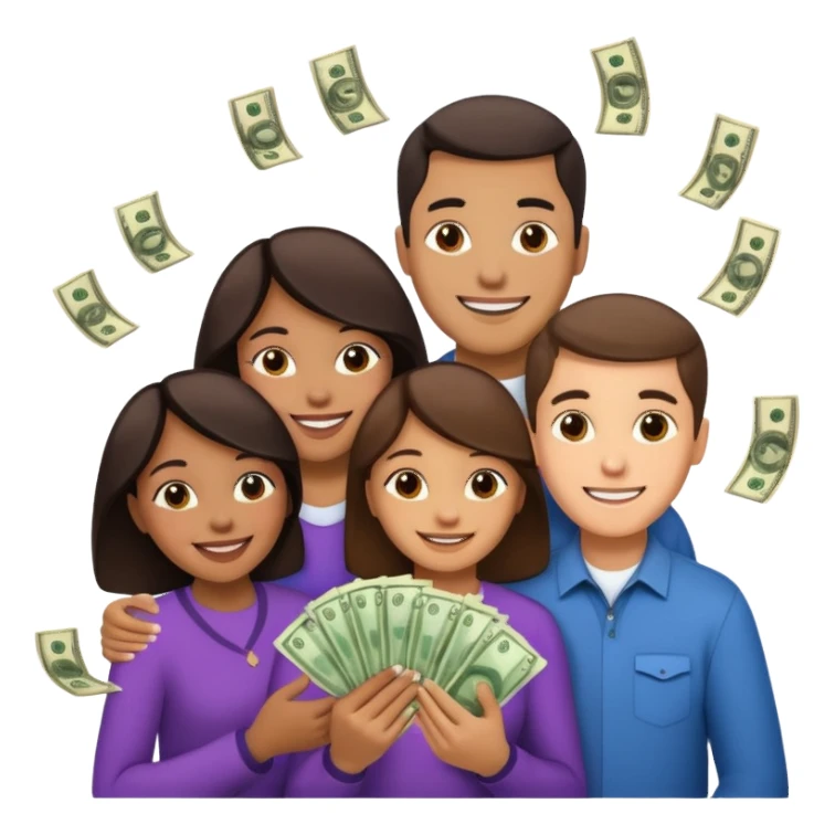 money around a family of four sticker