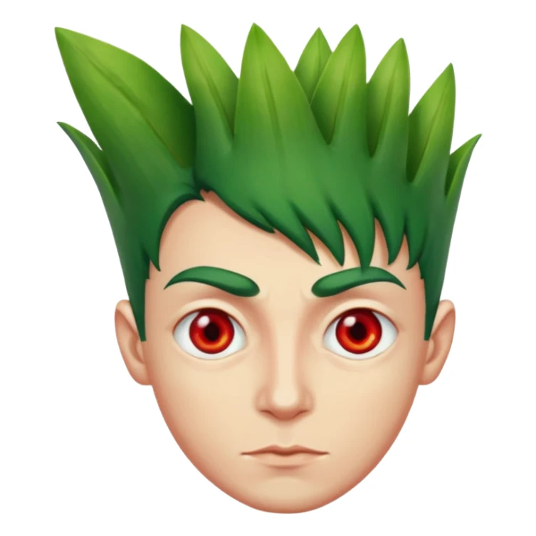A man with red eye and hair like a leeks sticker