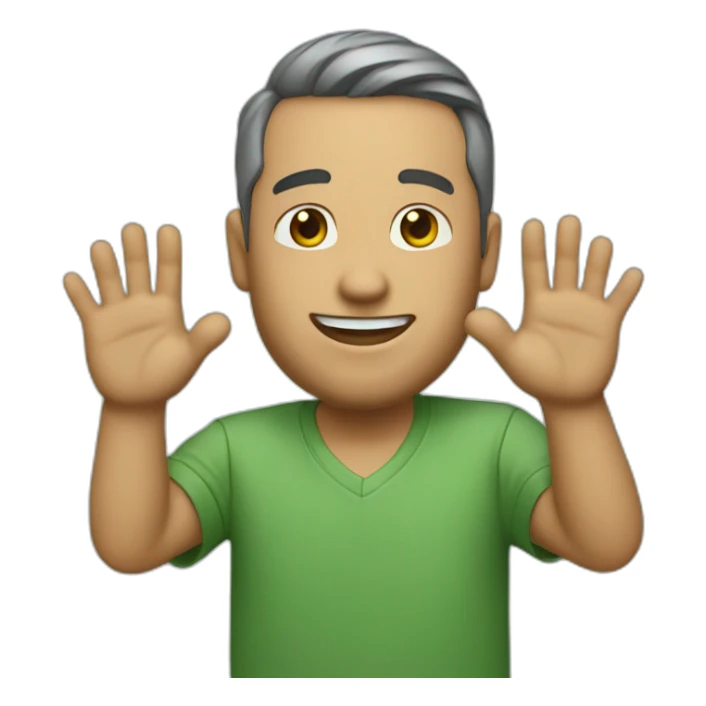 whose husband is waving and wearing green stones on his head sticker