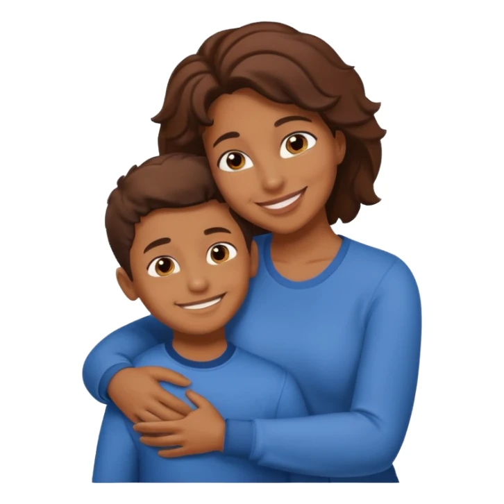 Mom and son hugging brownskin sticker