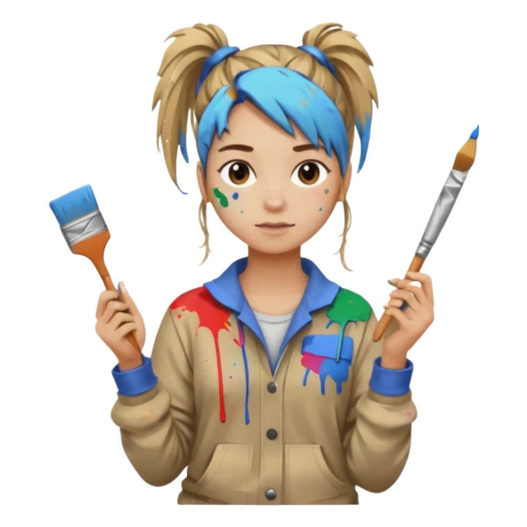 Artist with messy ponytail sticker