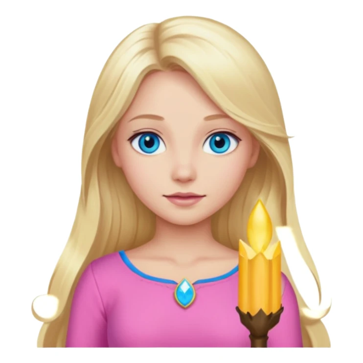 Aurora with long blonde hair, blue eyes, pink outfit sticker