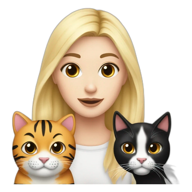 Blond white girl with black cat and tiger cat sticker
