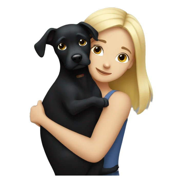 Blonde Girl hugs black dog sticker