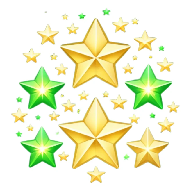 stars with golden and green colours sticker